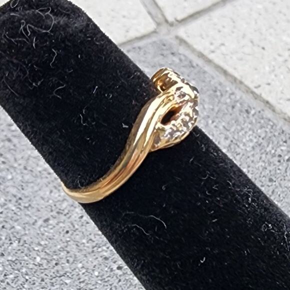 Dainty 14K Fine Yellow Gold Infinity Symbol Round Diamond Accent Pinky Ring - Picture 3 of 12